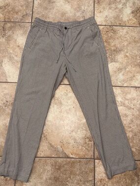 H&M Women’s Gray Micro-Check Tie-Up Trousers